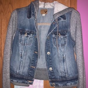 AE hooded denim jacket/ sweatshirt